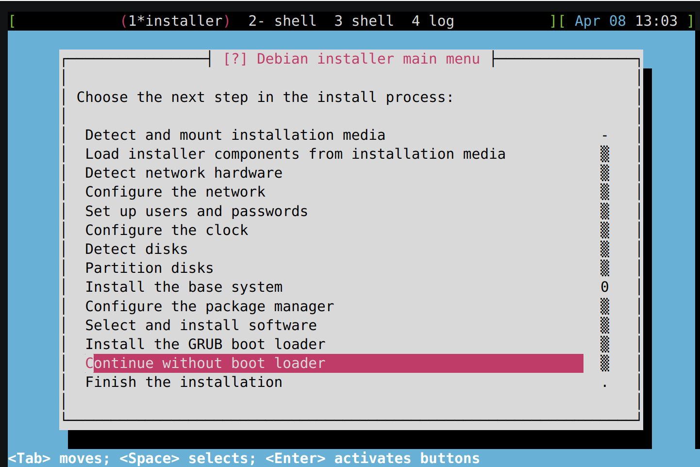 Debian Installer Main Menu - Debian Linux Distro Installation